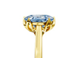 Yellow gold Fancy Blue Oval Cut Diamond Solitaire Ring with Flower Prong Setting and Classic Band_42