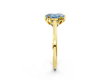 Yellow gold Fancy Blue Oval Cut Diamond Solitaire Ring with Flower Prong Setting and Classic Band_76