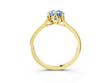 Yellow gold Fancy Blue Oval Cut Diamond Solitaire Ring with Flower Prong Setting and Classic Band_77