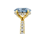 Yellow gold Fancy Blue Oval Cut Diamond Solitaire Ring with Four-Prong Setting and Pavé Band_8