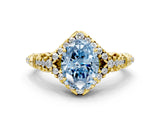 Yellow gold Fancy Blue Oval Cut Diamond Solitaire Ring with Hidden Halo and Pavé Band_27