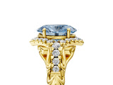 Yellow gold Fancy Blue Oval Cut Diamond Solitaire Ring with Hidden Halo and Pavé Band_32