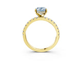Yellow gold Fancy Blue Oval Cut Diamond Solitaire Ring with Pavé Band and Four-Prong Setting_46