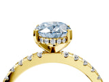 Yellow gold Fancy Blue Oval Cut Diamond Solitaire Ring with Pavé Band and Four-Prong Setting_47