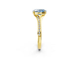 Yellow gold Fancy Blue Oval Cut Diamond Solitaire Ring with Pavé Band and Prong Setting_14