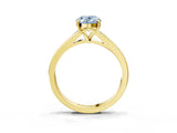 Yellow gold Fancy Blue Oval Cut Diamond Solitaire Ring with Pavé Band and Prong Setting_15