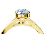 Yellow gold Fancy Blue Oval Cut Diamond Solitaire Ring with Pavé Band and Prong Setting_16