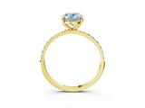 Yellow gold Fancy Blue Oval Cut Diamond Solitaire Ring with Pave Band and Four Prong Setting_89