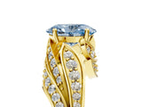 Yellow gold Fancy Blue Oval Cut Diamond Solitaire Ring with Prong Setting and Twisted Pavé Band_5