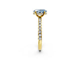 Yellow gold Fancy Blue Oval Cut Diamond Solitaire Ring with Round  Pavé Band and Four-Prong Setting_38