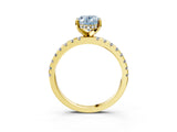 Yellow gold Fancy Blue Oval Cut Diamond Solitaire Ring with Round  Pavé Band and Four-Prong Setting_39