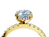 Yellow gold Fancy Blue Oval Cut Diamond Solitaire Ring with Round  Pavé Band and Four-Prong Setting_40