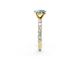 Yellow gold Fancy Blue Oval Cut Diamond Solitaire Ring with Shared Prong Pavé Band and Four-Prong Setting_59
