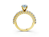 Yellow gold Fancy Blue Oval Cut Diamond Solitaire Ring with Shared Prong Pavé Band and Four-Prong Setting_60