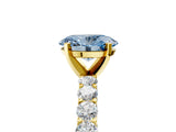 Yellow gold Fancy Blue Oval Cut Diamond Solitaire Ring with Shared Prong Pavé Band and Four-Prong Setting_62