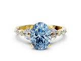 Yellow gold Fancy Blue Oval Cut Diamond Solitaire Ring with Side Stones and Four-Prong Setting_80