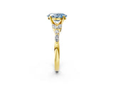 Yellow gold Fancy Blue Oval Cut Diamond Solitaire Ring with Side Stones and Four-Prong Setting_82