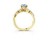 Yellow gold Fancy Blue Oval Cut Diamond Solitaire Ring with Side Stones and Four-Prong Setting_83