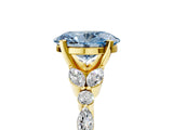 Yellow gold Fancy Blue Oval Cut Diamond Solitaire Ring with Side Stones and Four-Prong Setting_85