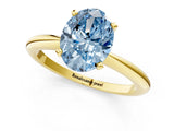 Yellow gold Fancy Blue Oval Cut Diamond Solitaire Ring with Six-Prong Setting and Classic Band_285