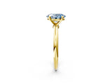Yellow gold Fancy Blue Oval Cut Diamond Solitaire Ring with Six-Prong Setting and Classic Band_286