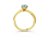Yellow gold Fancy Blue Oval Cut Diamond Solitaire Ring with Six-Prong Setting and Classic Band_287