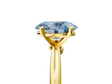 Yellow gold Fancy Blue Oval Cut Diamond Solitaire Ring with Six-Prong Setting and Classic Band_289