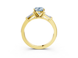 Yellow gold Fancy Blue Oval  Cut Diamond Solitaire Ring with Tapered Baguette Accents and Four-Prong Setting_91
