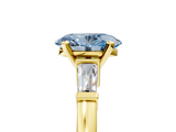 Yellow gold Fancy Blue Oval  Cut Diamond Solitaire Ring with Tapered Baguette Accents and Four-Prong Setting_93