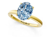 Yellow gold Fancy Blue Oval Cut Diamond Solitaire Ring with Thin Band and Prong Setting_13