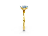 Yellow gold Fancy Blue Oval Cut Diamond Solitaire Ring with Thin Band and Prong Setting_14