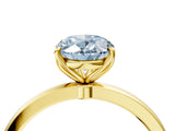 Yellow gold Fancy Blue Oval Cut Diamond Solitaire Ring with Thin Band and Prong Setting_16