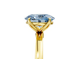 Yellow gold Fancy Blue Oval Cut Diamond Solitaire Ring with Thin Band and Prong Setting_17