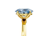 Yellow gold Fancy Blue Oval Cut Diamond Solitaire Ring with Thin Band and Prong Setting_29