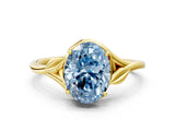 Yellow gold Fancy Blue Oval Cut Diamond Solitaire Ring with Twist Band and Four-Prong Setting_57