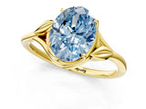Yellow gold Fancy Blue Oval Cut Diamond Solitaire Ring with Twist Band and Four-Prong Setting_58