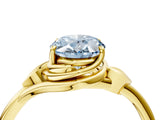 Yellow gold Fancy Blue Oval Cut Diamond Solitaire Ring with Twist Band and Four-Prong Setting_61