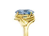 Yellow gold Fancy Blue Oval Cut Diamond Solitaire Ring with Twist Band and Four-Prong Setting_62