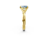 Yellow gold Fancy Blue Oval Cut Diamond Solitaire Twist Band Prong Setting Ring_81