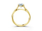Yellow gold Fancy Blue Oval Cut Diamond Solitaire Twist Band Prong Setting Ring_82