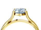 Yellow gold Fancy Blue Oval Cut Diamond Solitaire Twist Band Prong Setting Ring_83