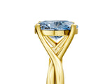 Yellow gold Fancy Blue Oval Cut Diamond Solitaire Twist Band Prong Setting Ring_84
