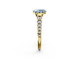 Yellow gold Fancy Blue Oval  Cut Diamond Solitaire with Pave Band and Four-Prong Setting_148