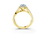 Yellow gold Fancy Blue Oval Cut Diamond Split Shank Halo Ring with Four-Prong Setting_62