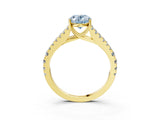 Yellow gold Fancy Blue Oval Cut Diamond Split Shank Pavé Engagement Ring with Four-Prong Setting_83