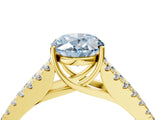 Yellow gold Fancy Blue Oval Cut Diamond Split Shank Pavé Engagement Ring with Four-Prong Setting_84