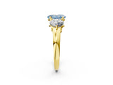 Yellow gold Fancy Blue Oval Cut Diamond Three-Stone Ring with Prong Setting and Classic Band_107