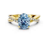 Yellow gold Fancy Blue Oval  Cut Diamond Twist Band Solitaire with Prong Setting_41