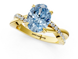 Yellow gold Fancy Blue Oval  Cut Diamond Twist Band Solitaire with Prong Setting_42