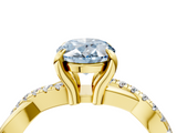Yellow gold Fancy Blue Oval  Cut Diamond Twist Band Solitaire with Prong Setting_45